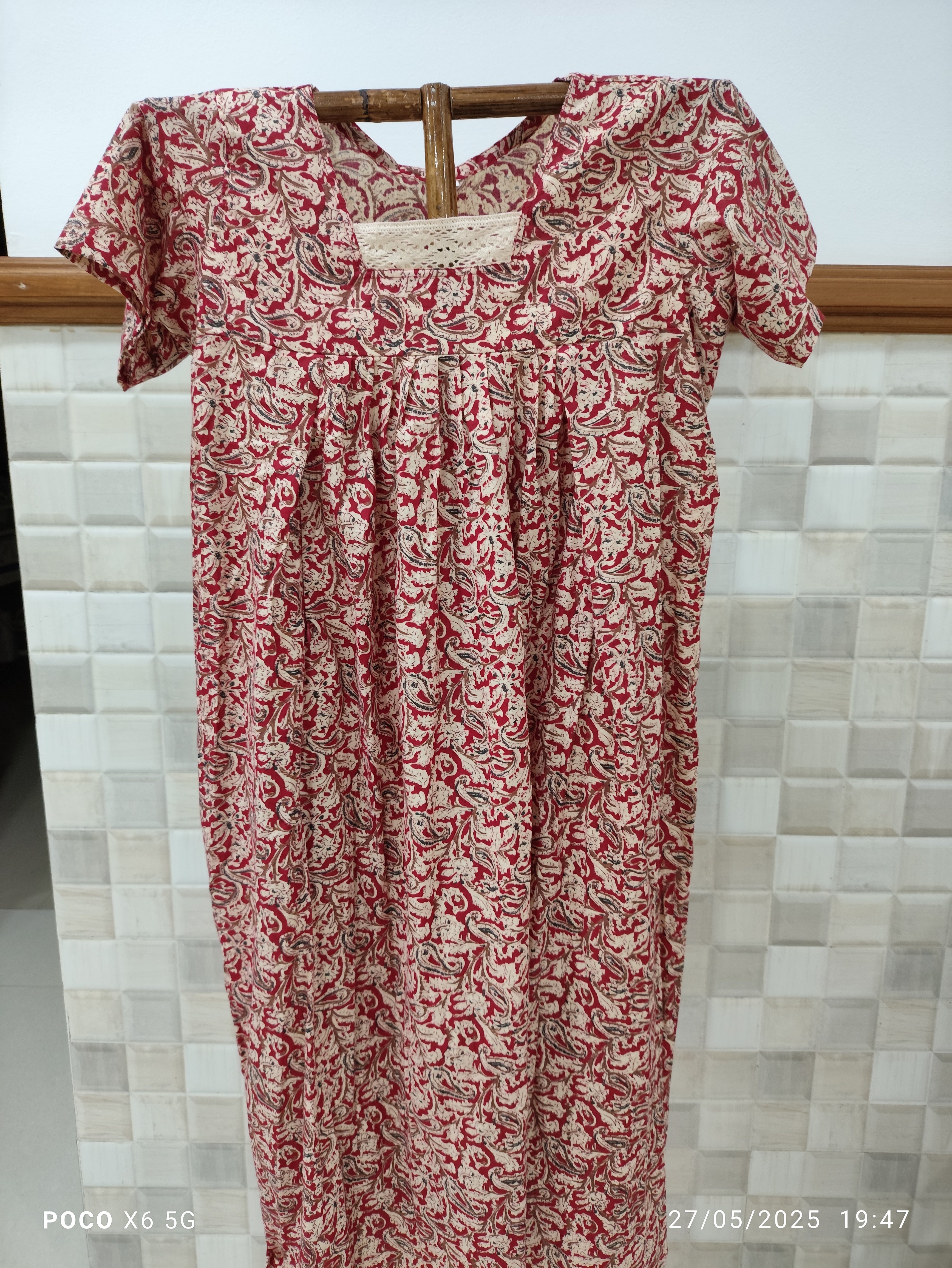Cotton Pleated, Side zip, With Pockets, Back A-line Large Printed Maternity Wear