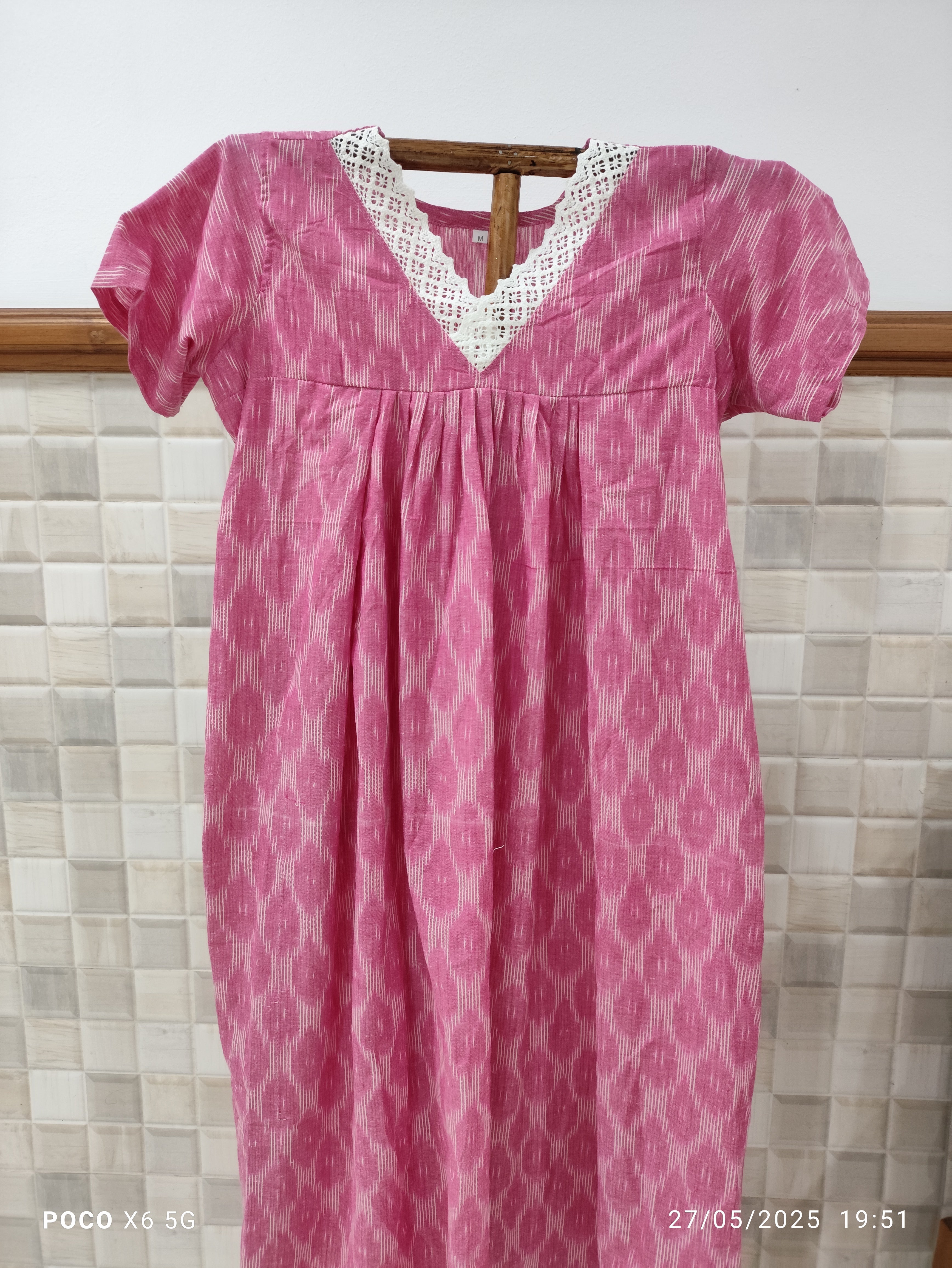 Cotton Pleated, Side zip, With Pockets, Back A-line Large Printed Maternity Wear