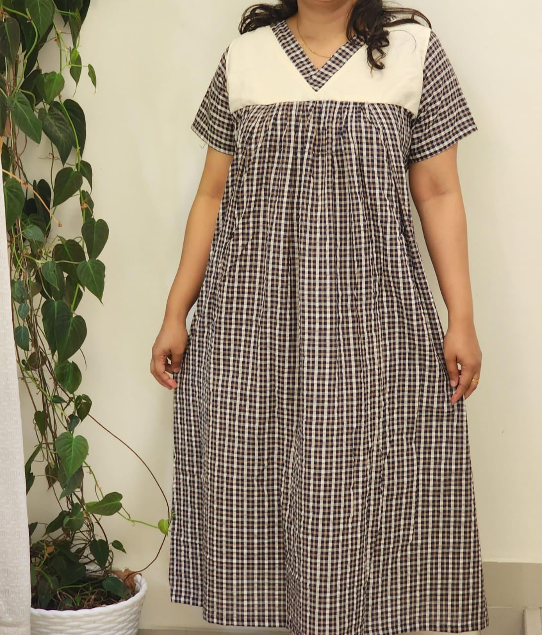 Cotton Pleated, Side zip, With Pockets, Back A-line Large Printed Maternity Wear