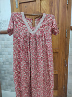Soft Cotton Pleated, Side zip, With Pockets, Back A-line Medium Printed Maternity Wear
