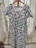 Bantex Pleated, With Pockets, Back A-line, Side elastic Large Printed Frock Nighty