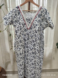 Bantex Pleated, With Pockets, Back A-line, Side elastic Large Printed Frock Nighty