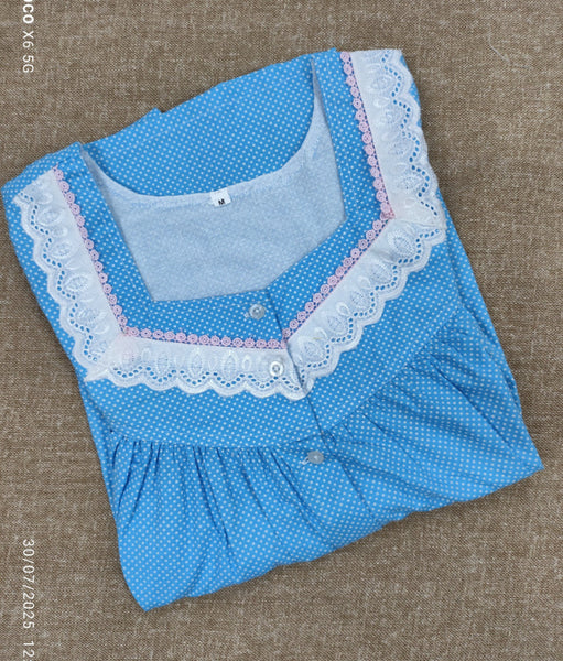 Bantex Pleated, With Pockets, Full Open Medium Printed Nighty