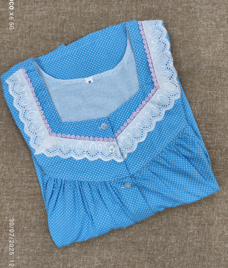 Bantex Pleated, With Pockets, Full Open Large Printed Nighty