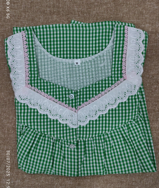 Bantex Pleated, With Pockets, Full Open Medium Printed Nighty