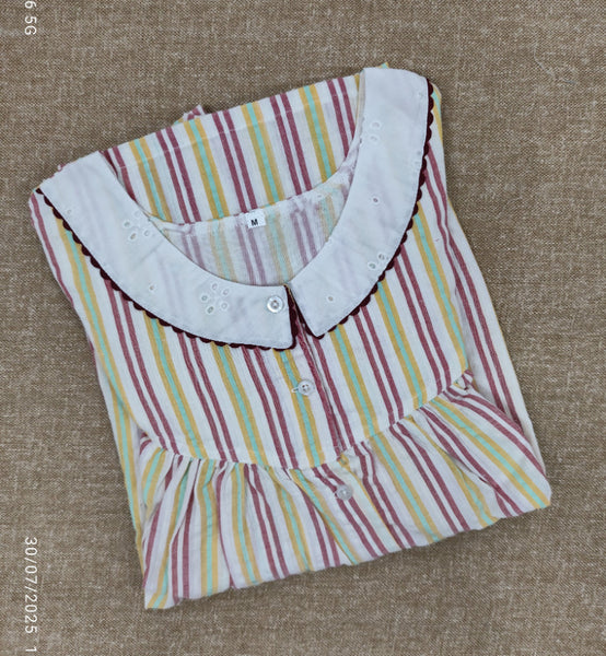 Bantex Pleated, With Pockets, Full Open Medium Printed Nighty