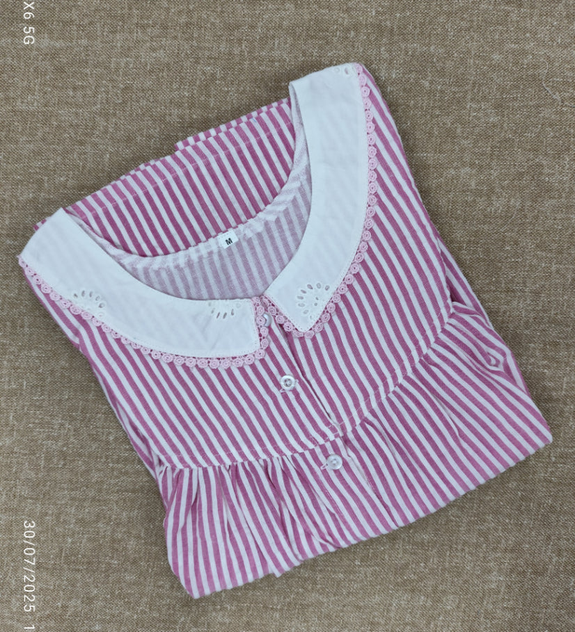 Bantex Pleated, With Pockets, Full Open Large Printed Nighty