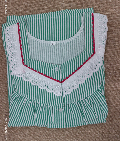 Bantex Pleated, With Pockets, Full Open Medium Printed Nighty