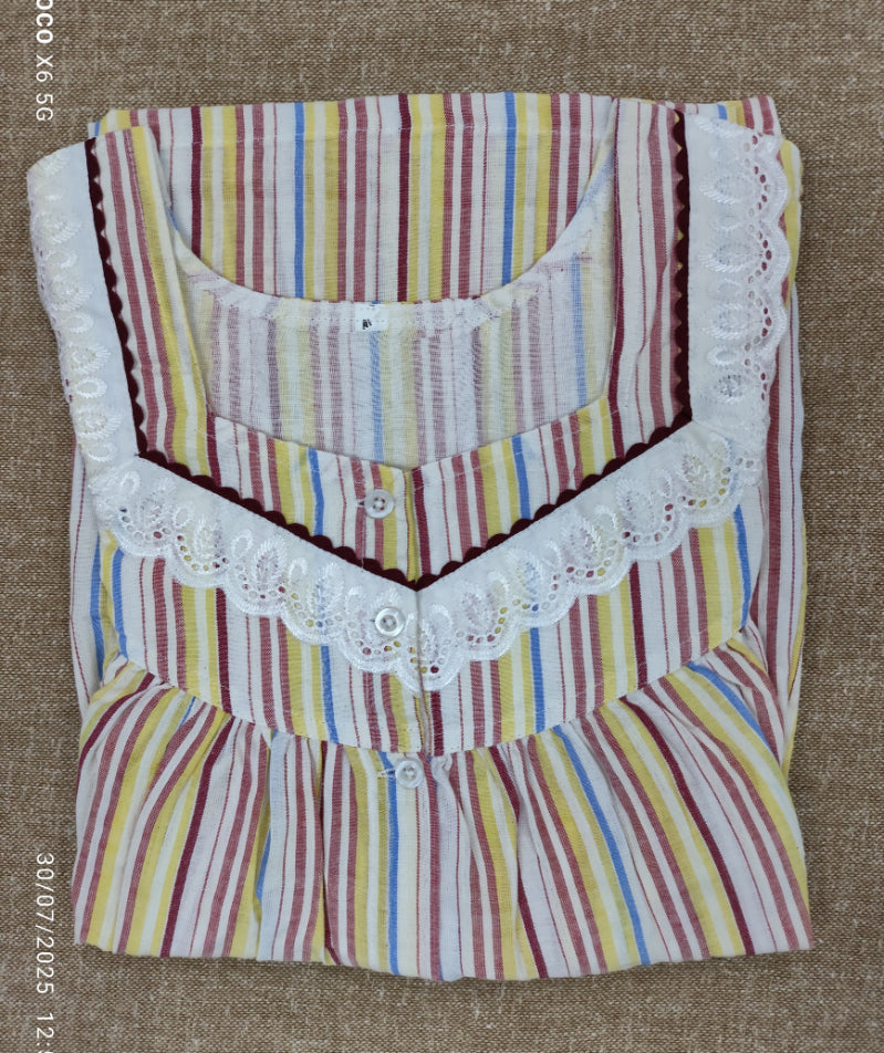 Bantex Pleated, With Pockets, Full Open Medium Printed Nighty