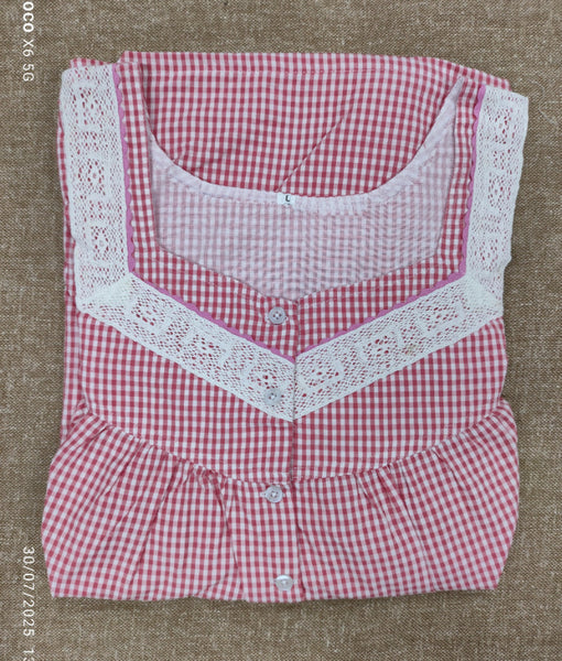 Bantex Pleated, With Pockets, Full Open Large Printed Nighty
