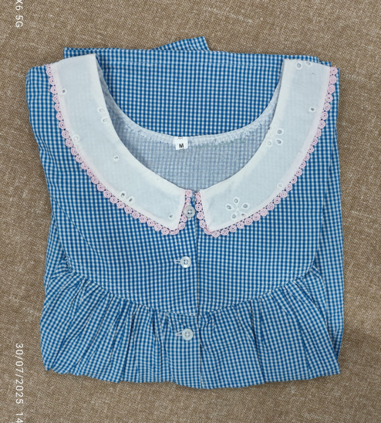 Bantex Pleated, With Pockets, Full Open Medium Printed Nighty
