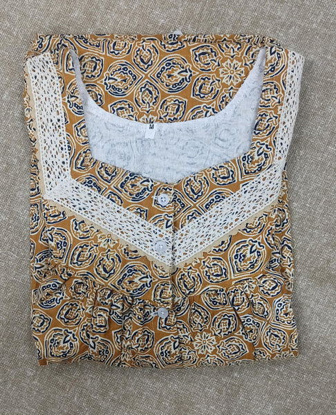 Soft Cotton Pleated, With Pockets, Full Open Large Printed Nighty
