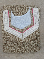 Soft Cotton Pleated, With Pockets, No Open Small Printed Nighty