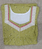 Rayon Pleated, With Pockets, No Open Small Printed Nighty