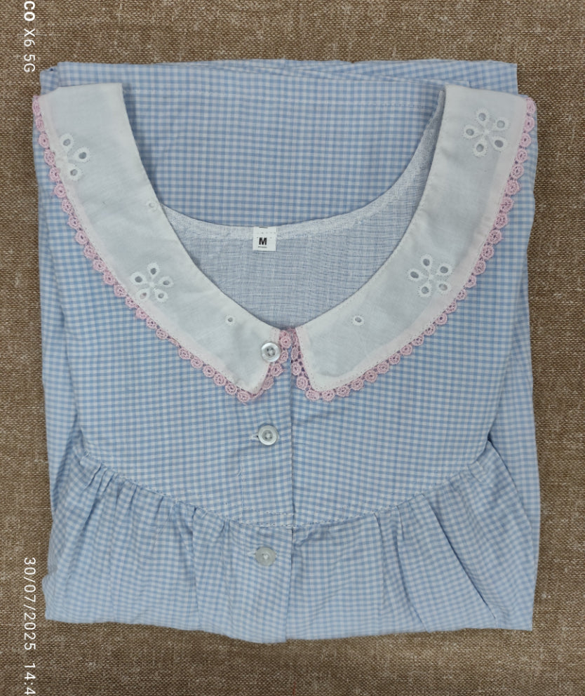 Bantex Pleated, With Pockets, Full Open Medium Printed Nighty