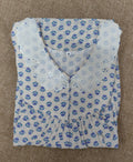 Soft Cotton Pleated, Sleeveless, Half Open Medium Printed Nighty