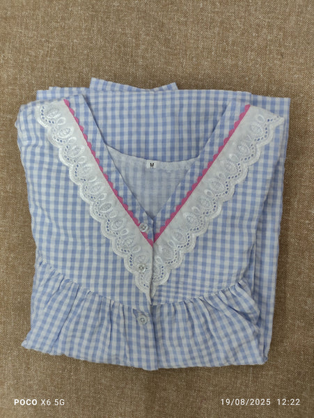 Bantex Pleated, With Pockets, Back A-line, Half Open Medium Printed Nighty