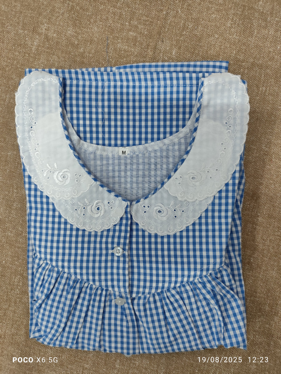 Bantex Pleated, With Pockets, Back A-line, Half Open Medium Printed Nighty
