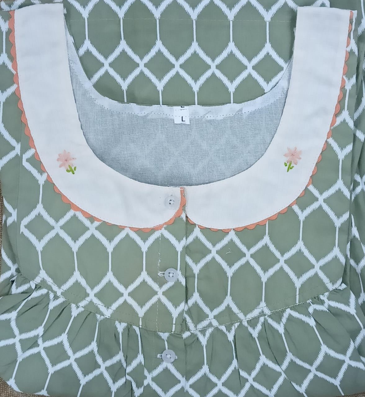 Soft Cotton Pleated, Full Open Large Printed Nighty