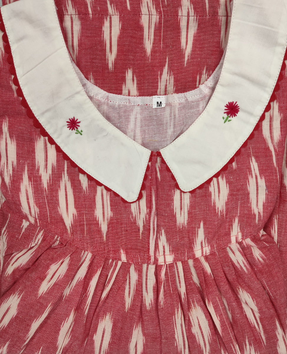 Cotton Pleated, With Pockets, No Open Medium Printed Nighty