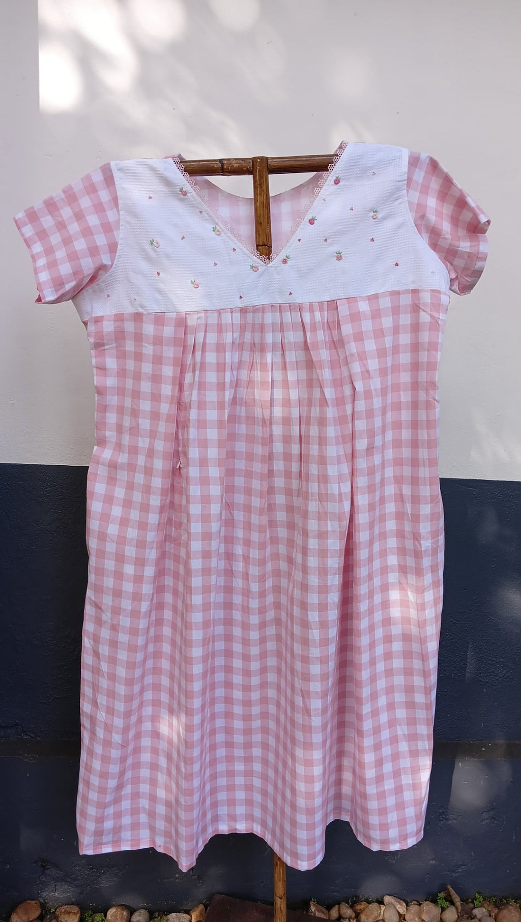 Cotton Pleated, Side zip, With Pockets, Back A-line, Side elastic Medium Printed Maternity Wear