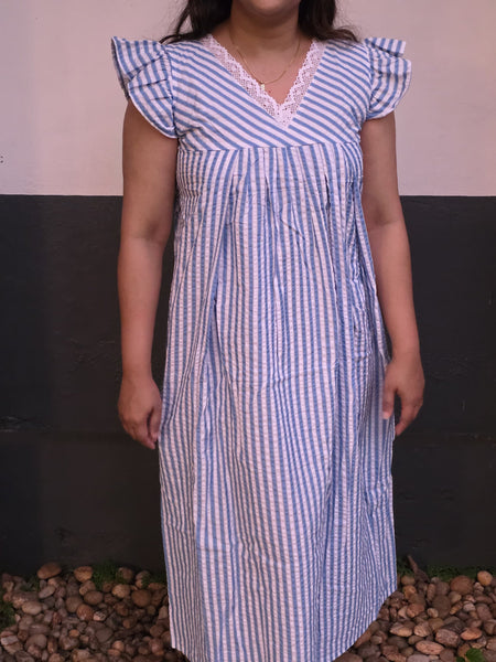 Cotton Side zip, With Pockets, Back A-line, Side elastic Medium Printed Maternity Wear