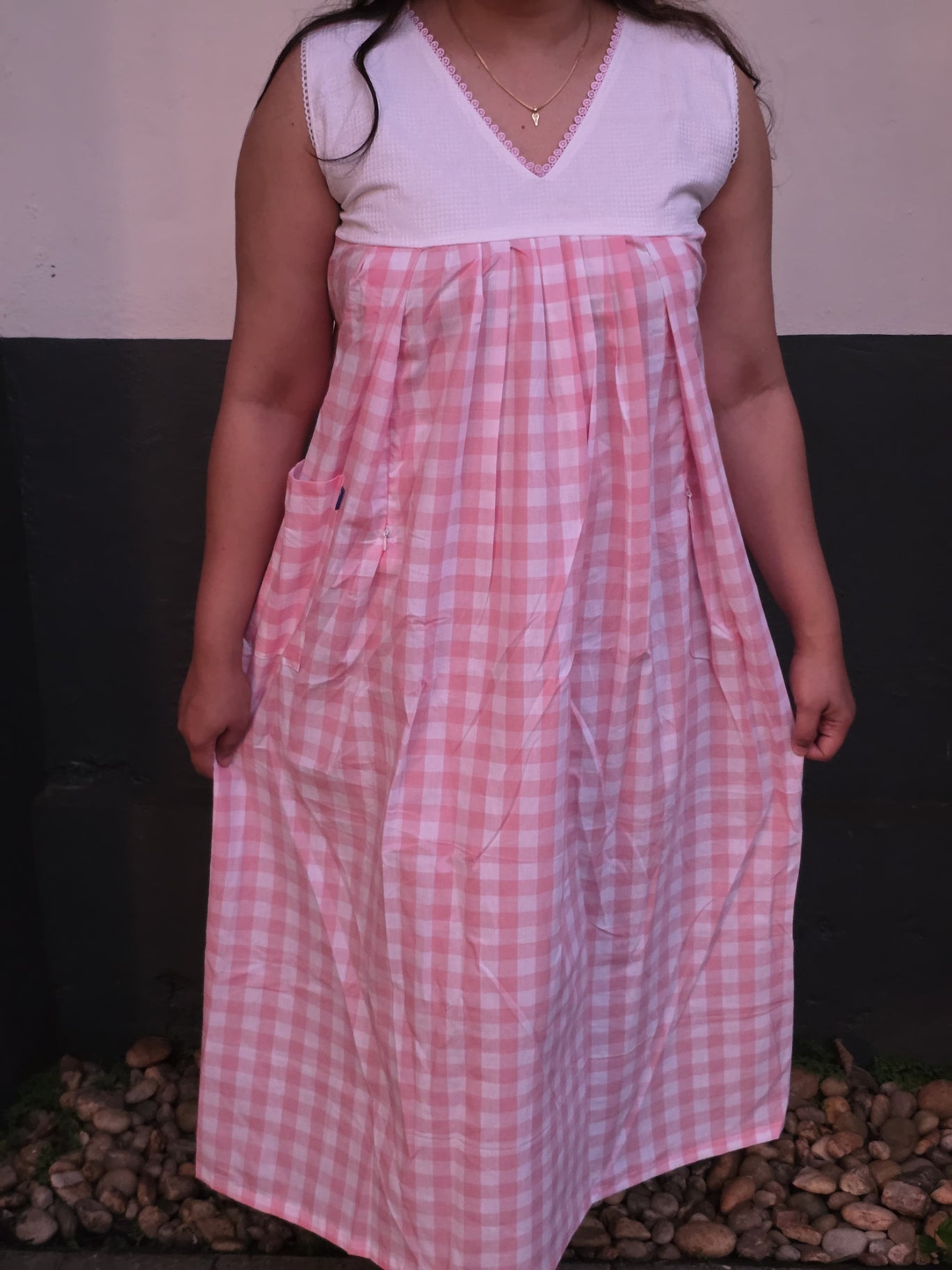 Cotton Side zip, With Pockets, Back A-line, Side elastic Large Printed Maternity Wear