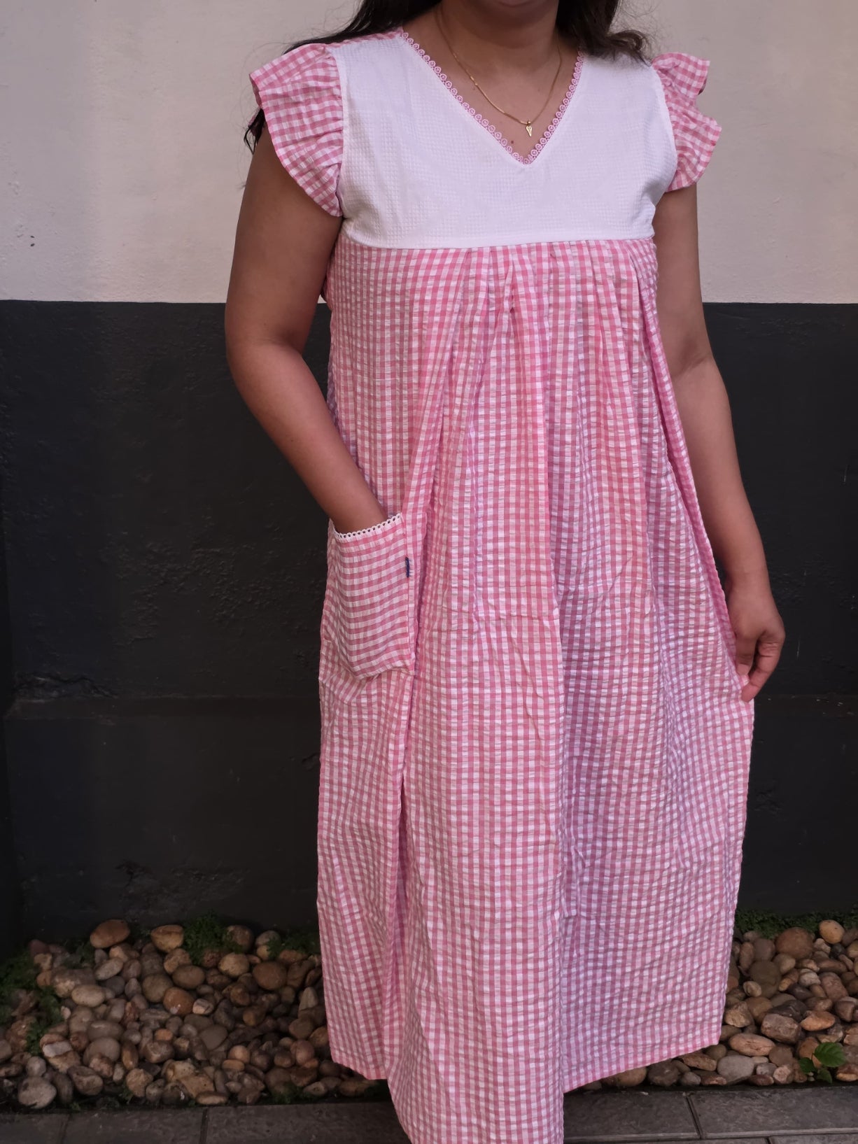 Cotton Side zip, With Pockets, Back A-line, Side elastic Large Printed Maternity Wear