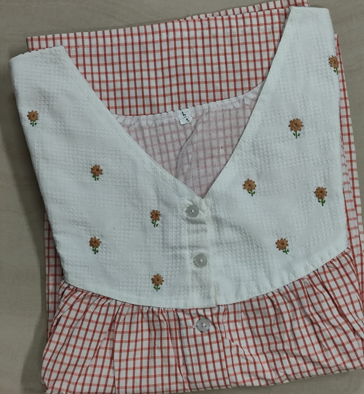 Cotton Pleated, Full Open Large Printed Nighty
