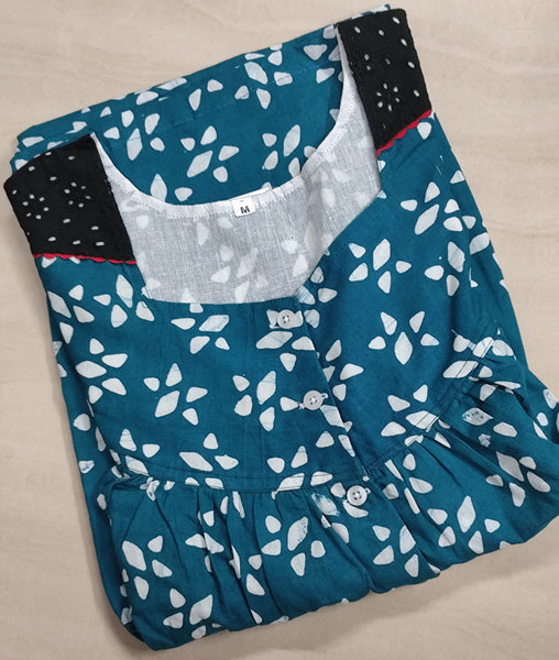 Cotton Pleated, Full Open Large Printed Nighty