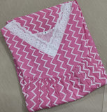 Soft Cotton Pleated, With Pockets, No Open Medium Printed Nighty