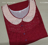 Hacoba Pleated, With Pockets, Half Open Large Printed Nighty