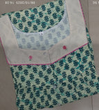 Hacoba Pleated, With Pockets, Half Open Xlarge Printed Nighty