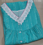 Cotton Pleated, With Pockets, Half Open Medium Printed Nighty