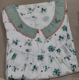 Soft Cotton Pleated, With Pockets, No Open Medium Printed Nighty