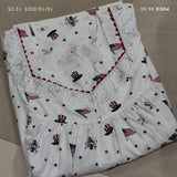 Soft Cotton Pleated, Full Open Medium Printed Nighty