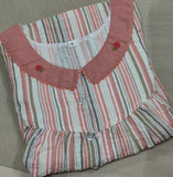 Soft Cotton Pleated, With Pockets, Half Open Medium Printed Nighty
