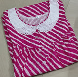 Soft Cotton Pleated, With Pockets, Half Open Medium Printed Nighty