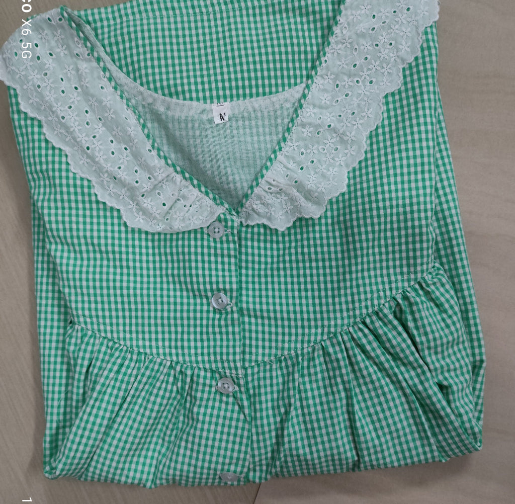 Bantex Pleated, Pockets, Half Open Medium Printed Nighty