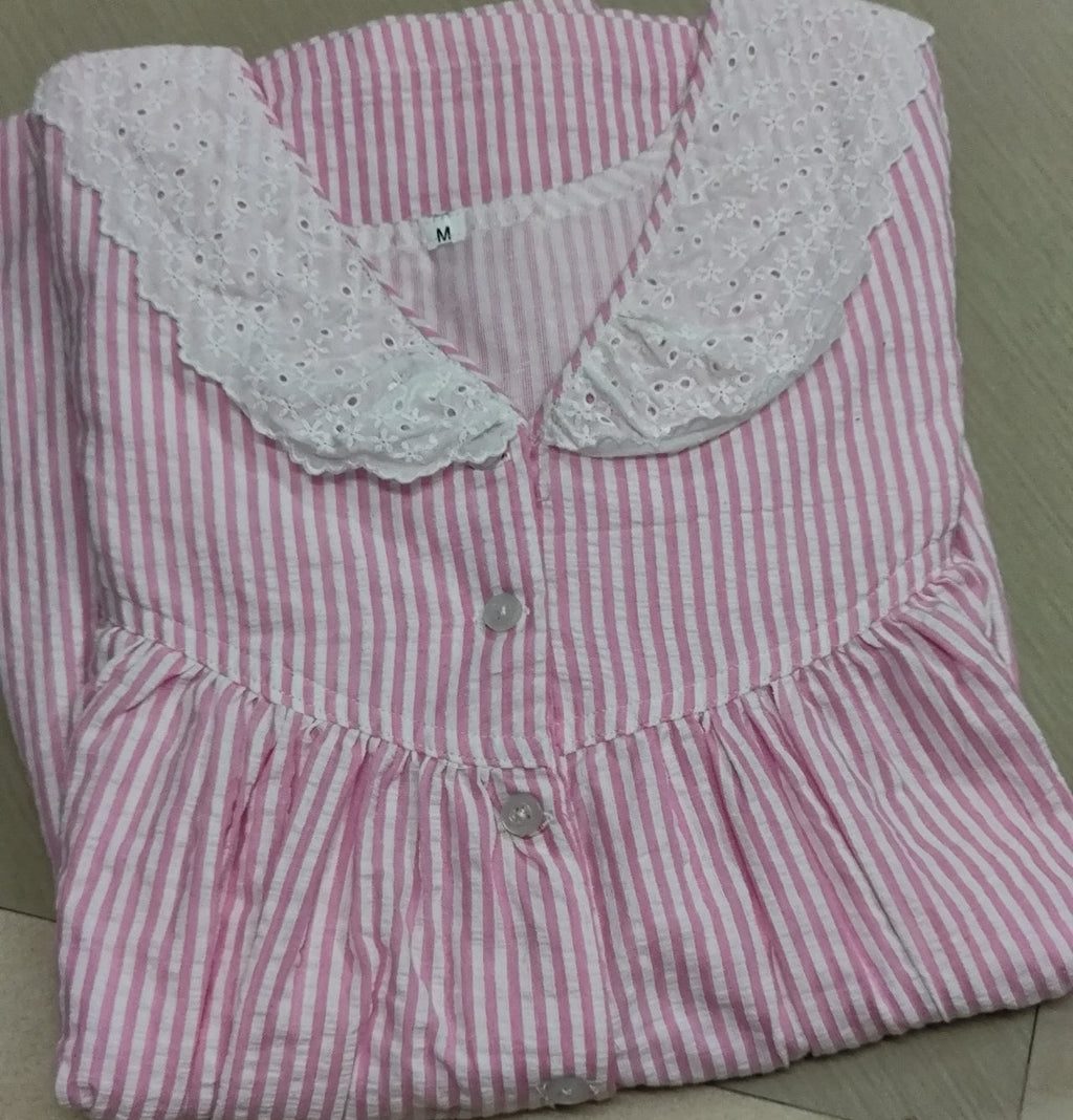 Bantex Pleated, Pockets, Full Open Medium Printed Nighty
