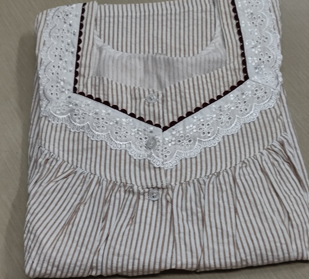 Bantex Pleated, Pockets, Full Open Medium Printed Nighty