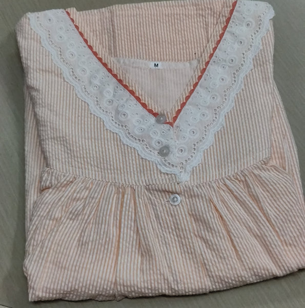 Bantex Pleated, Pockets, Full Open Medium Printed Nighty