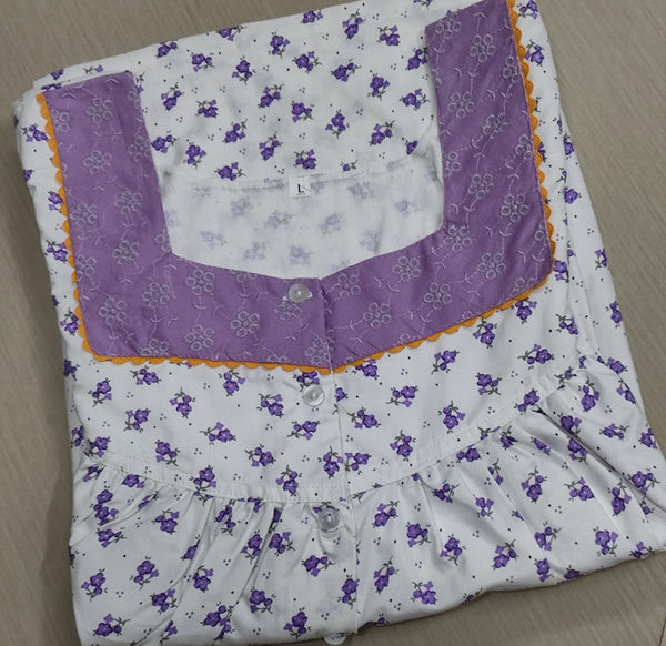 Bantex Pleated, Pockets, Half Open Large Printed Nighty