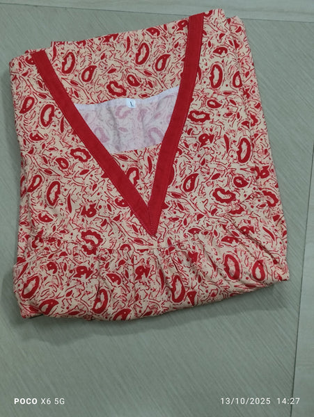 Bantex Pleated, Pockets, No Open Large Printed Nighty