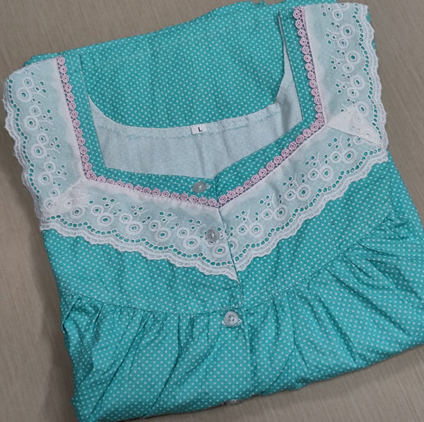 Bantex Pleated, Pockets, Half Open Large Printed Nighty