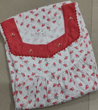 Cotton Pleated, With Pockets, Half Open Medium Printed Nighty