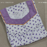 Cotton Pleated, With Pockets, Half Open Large Printed Nighty