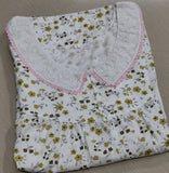 Cotton Pleated, With Pockets, Half Open Large Printed Nighty