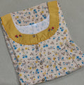Cotton Pleated, With Pockets, Half Open Large Printed Nighty