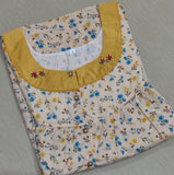 Cotton Pleated, With Pockets, Half Open Large Printed Nighty